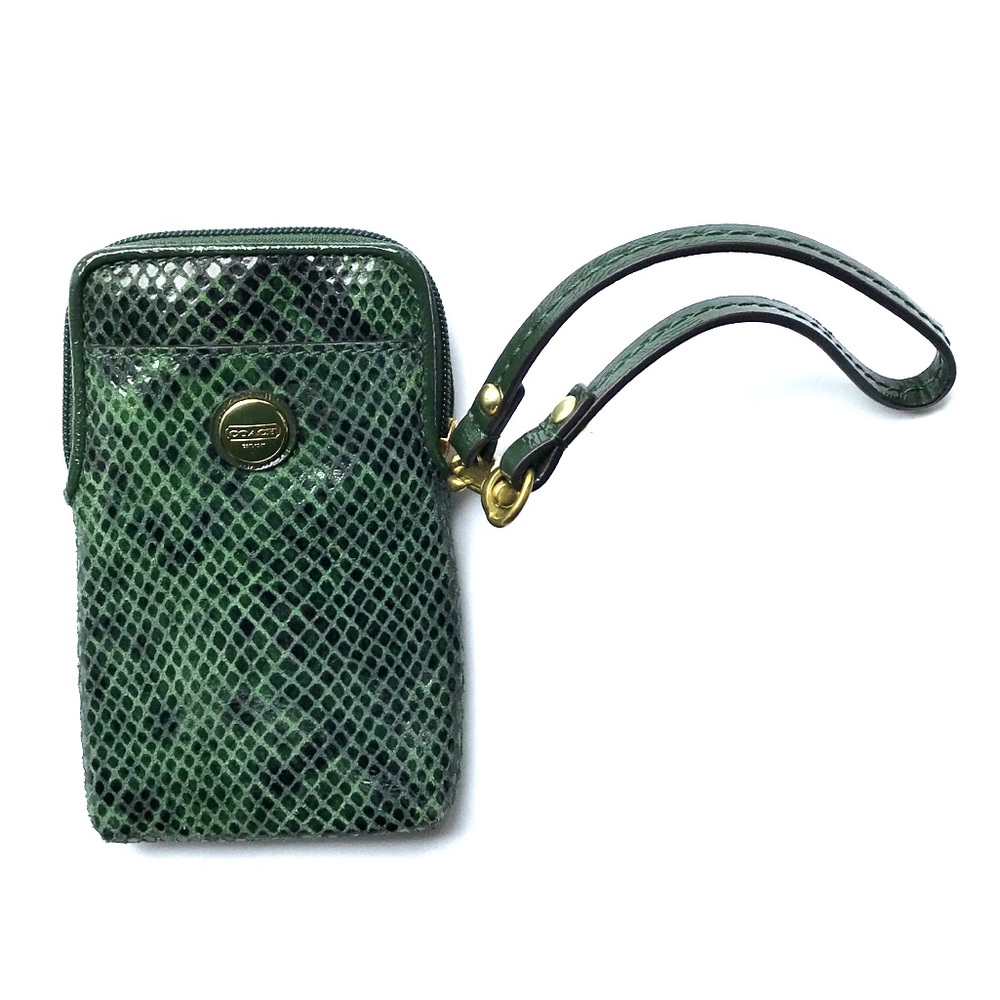 Coach wallet/phone case Green Snakeskin design